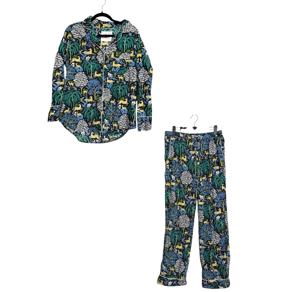 PrintFresh Deer Tree Nature Long Sleeve Pants Pajama Set Size Small - Picture 3 of 9